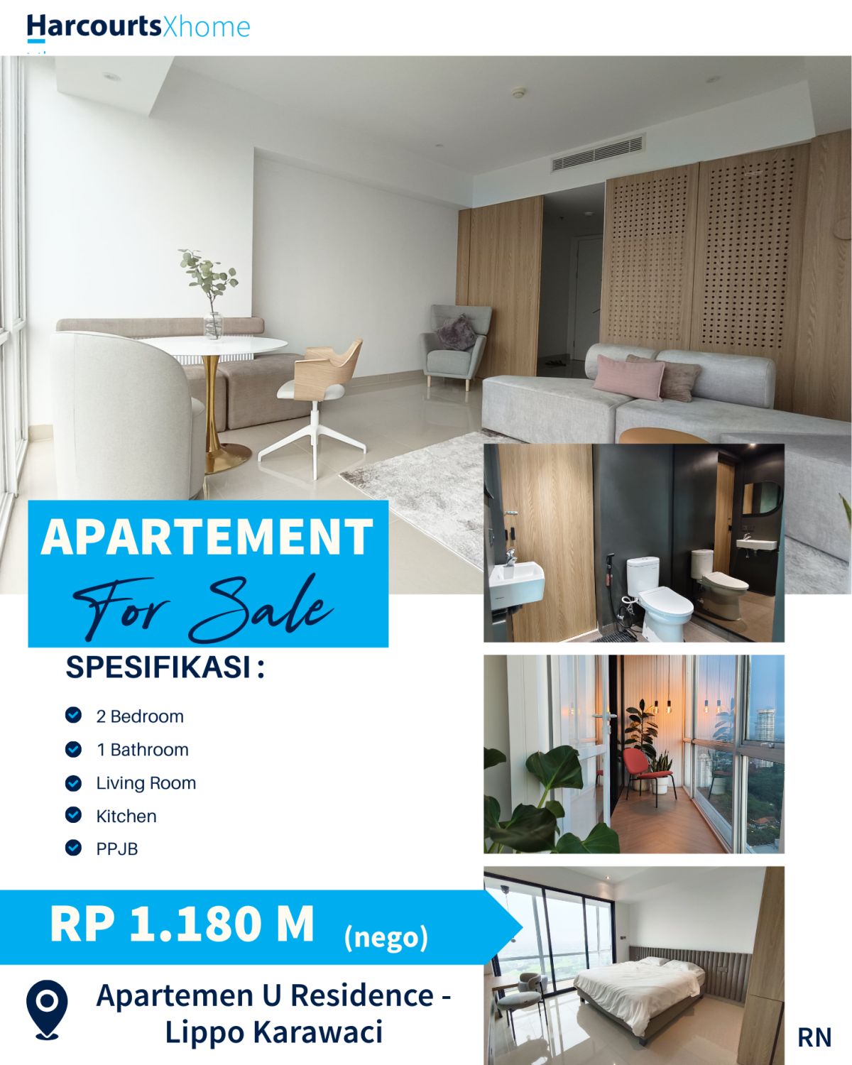 Dijual murah unit Apartemen U Residence Lippo Karawaci Banting Harga Fully Furnished
