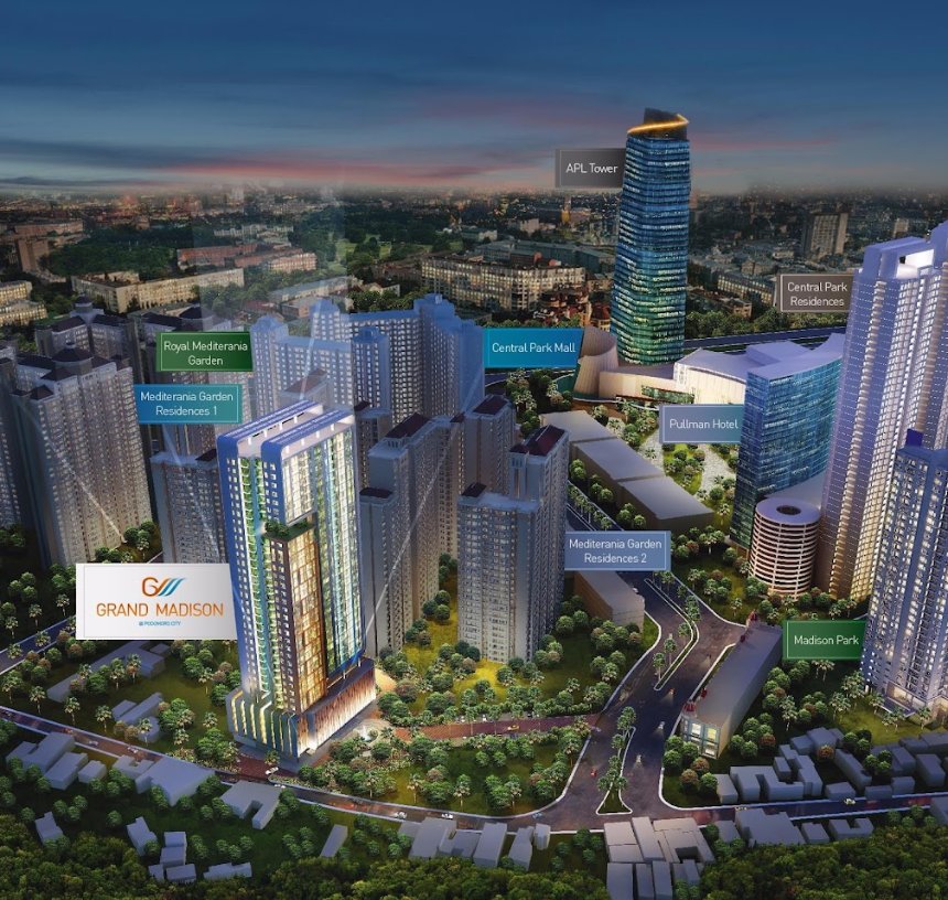 JUAL CEPAT, APARTEMEN PREMIUM FULLY FURNISHED, BEDROOM 2+1, GRAND MEDISON CENTRAL PARK, JAKARTA BARAT - Foto 2