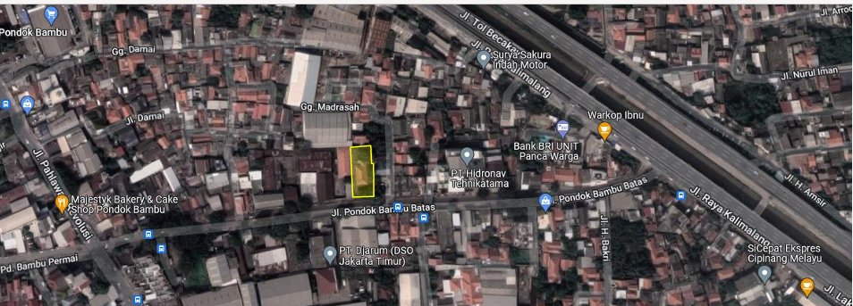 RUMAH TINGGAL PRIBADI, COCOK UNTUK KANTOR/TEMPAT USAHA LOKASI STRATEGIS, BEBAS BANJIR DI PONDOK BAMBU