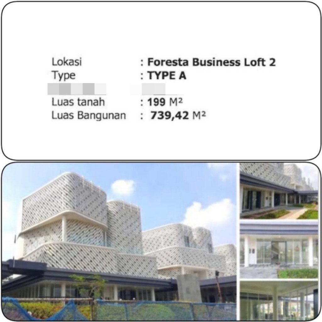 Dijual Office Building Foresta Business Loft 2, BSD - Tanggerang