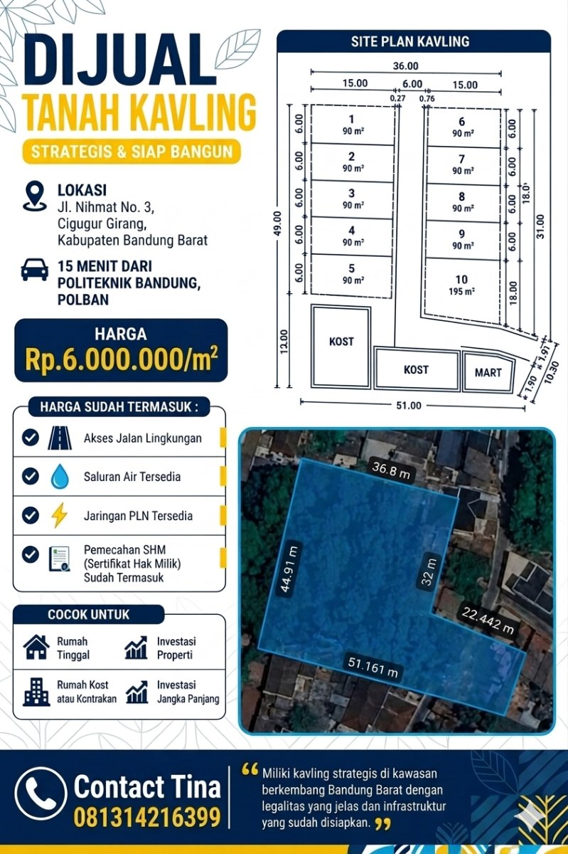 Dijual Tanah Kavling Siap Bangun Geger Kalong Bandung Barat - Foto 7