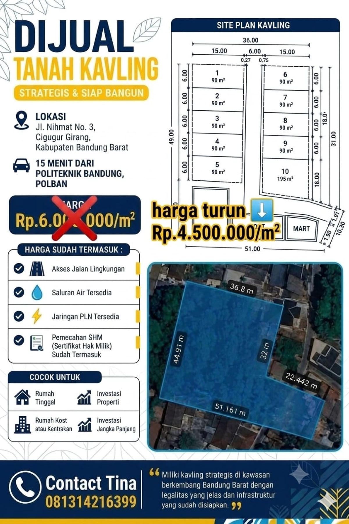 Dijual Tanah Kavling Siap Bangun Geger Kalong Bandung Barat - Foto 8