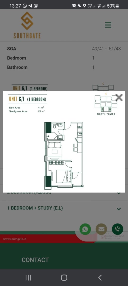 Apartemen 1BR Southgate, Jakarta Selatan - Foto 3