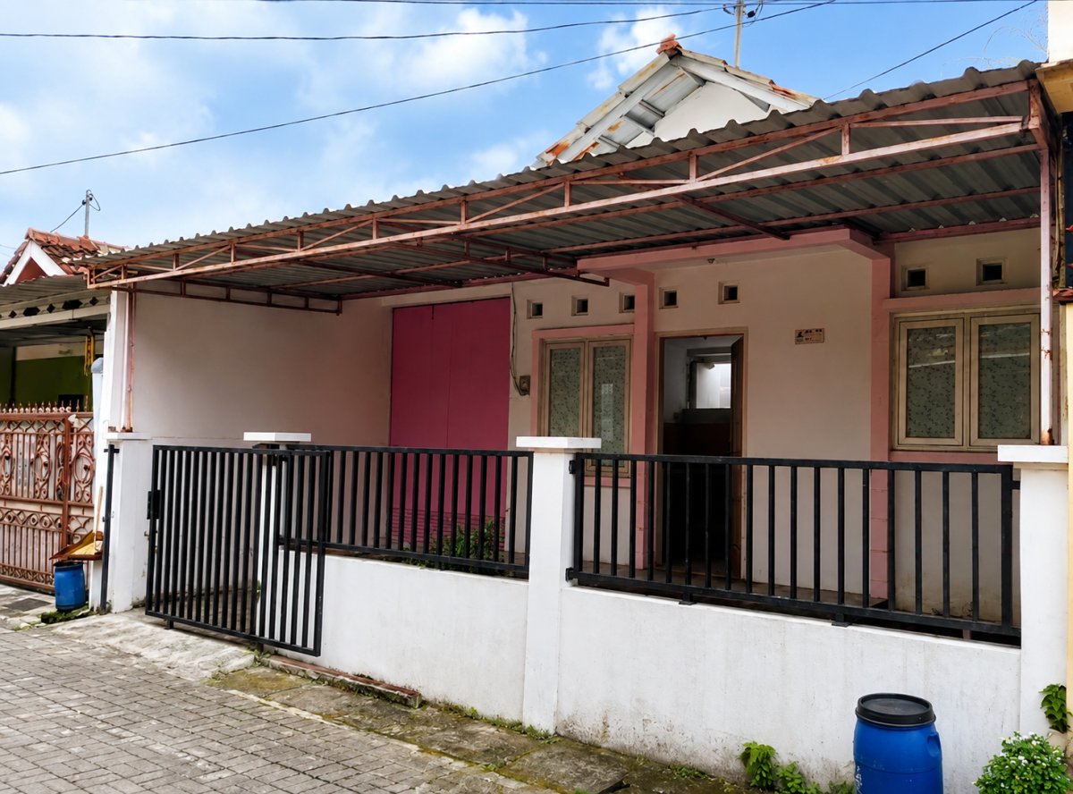 Rumah sederhana di lingkungan perumahan di Wonorejo