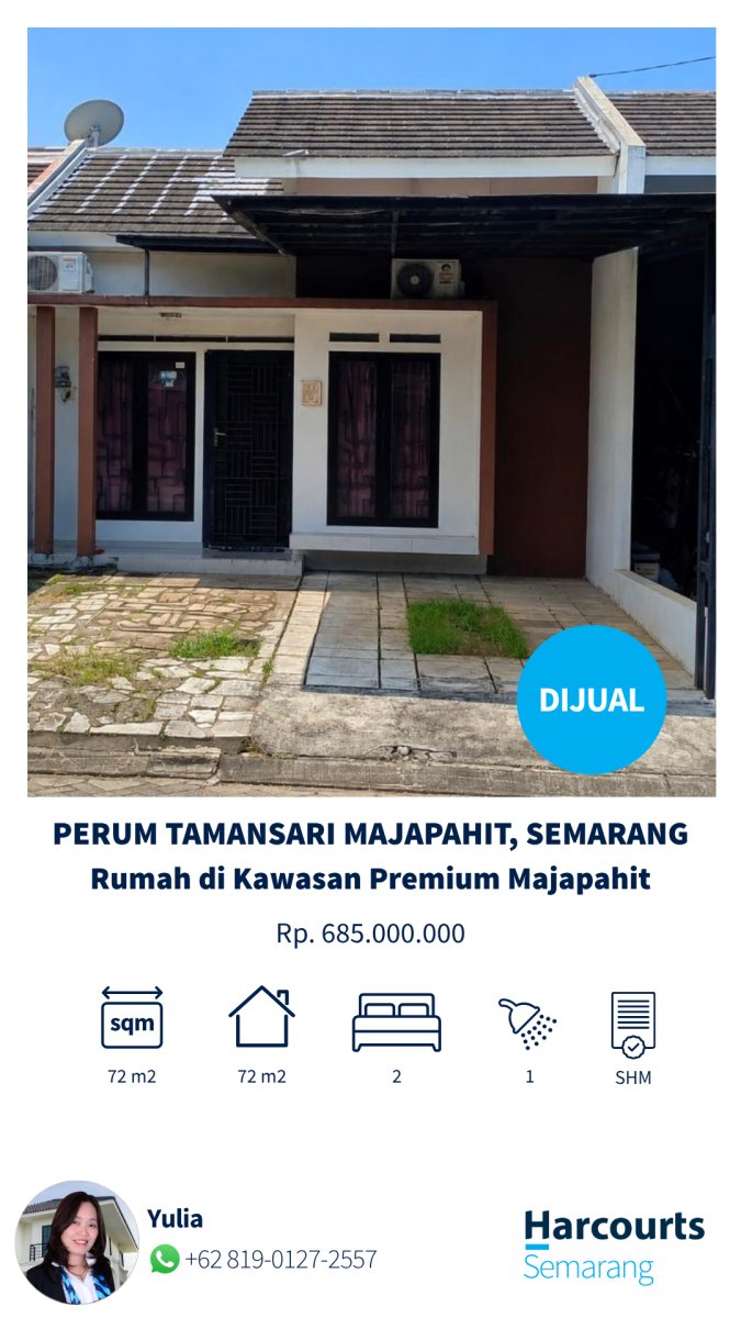 Dijual Rumah Minimalis Interioran LT 72 m² Tamansari Majapahit Semarang