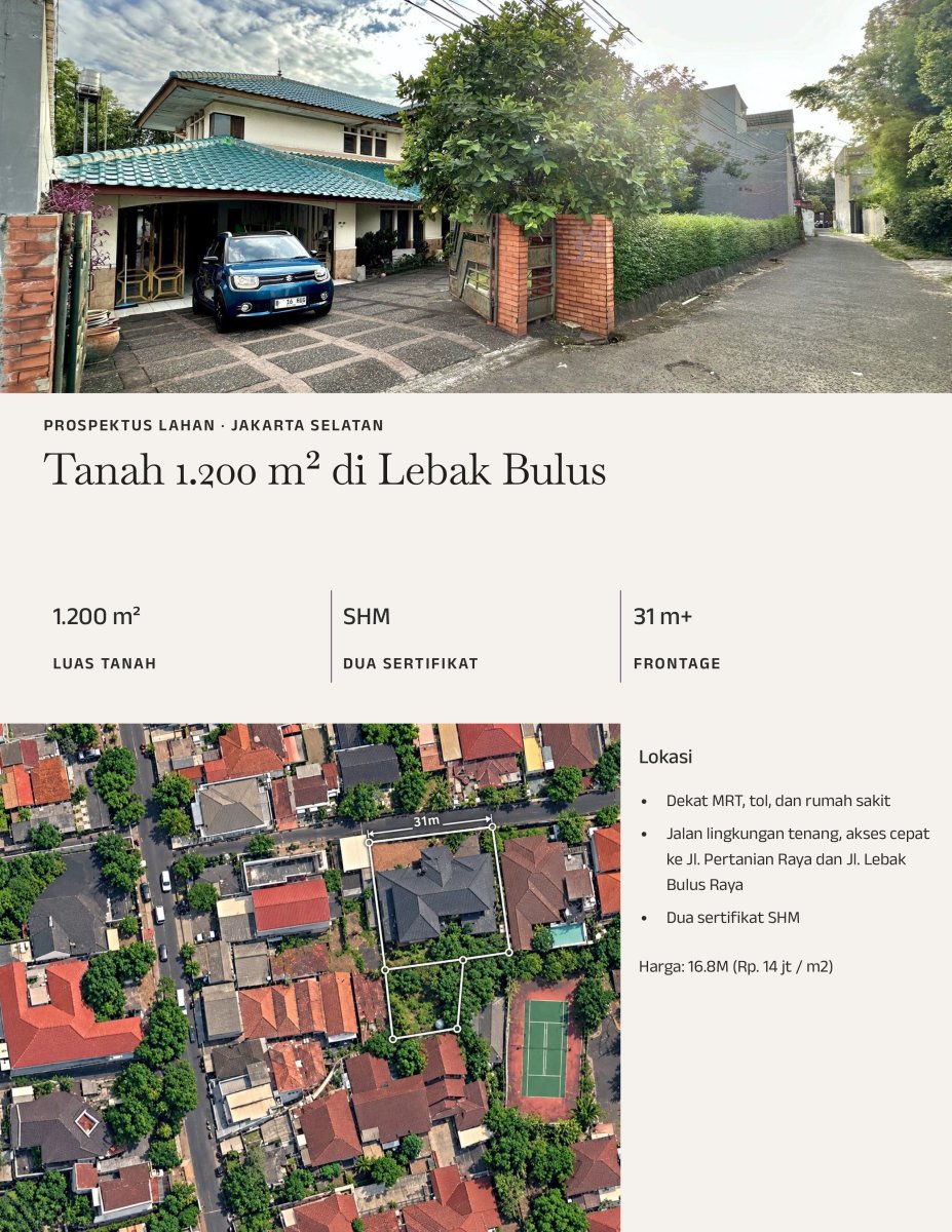 Dijual Rumah Luas 1.200m2 Lokasi Strategis Di Lebak Bulus - Jakarta Selatan - Properti | Harcourts